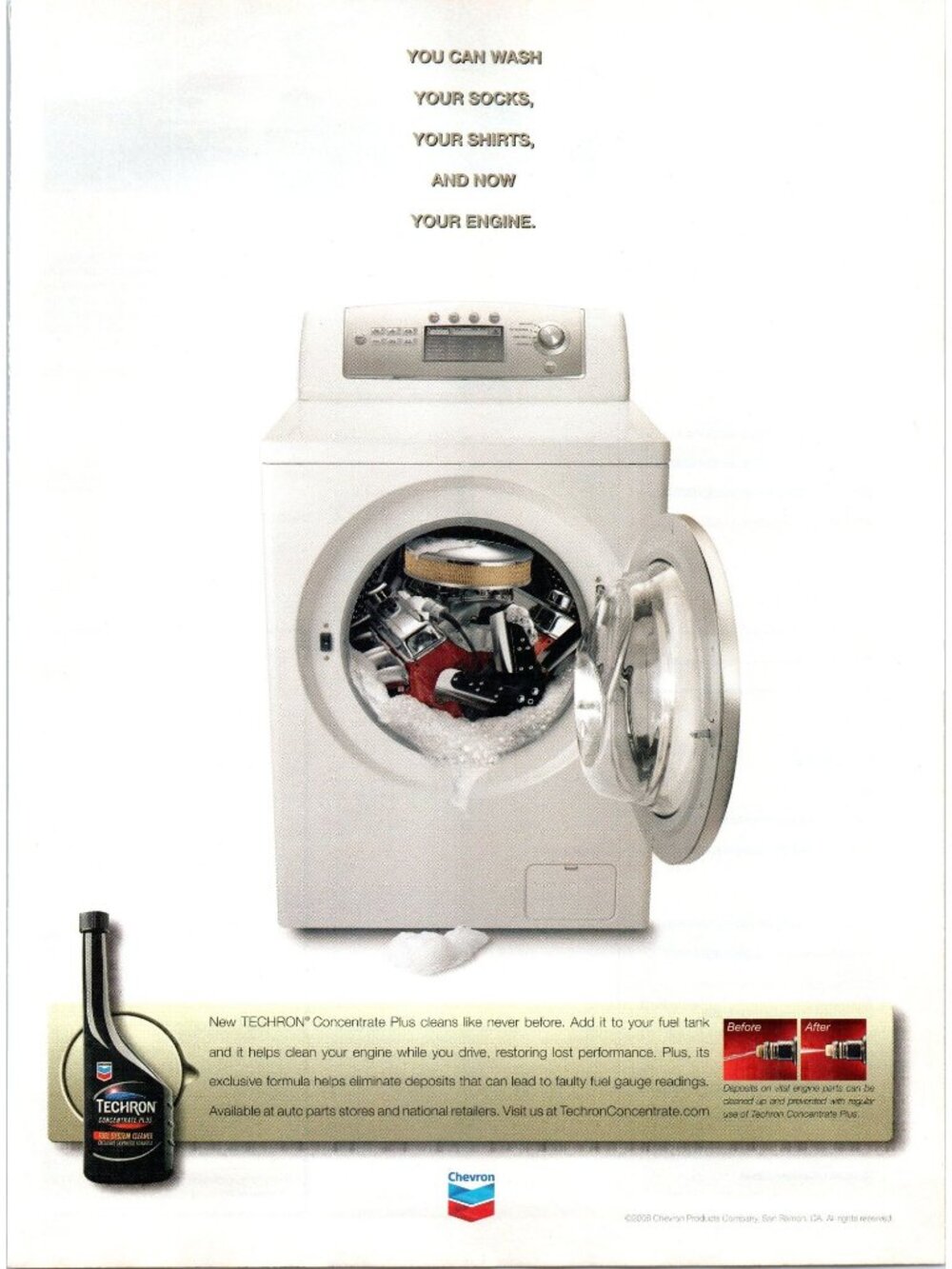 2006 Chevron Techron Fuel System Cleaner Vintage Print Ad Washing Machine Art